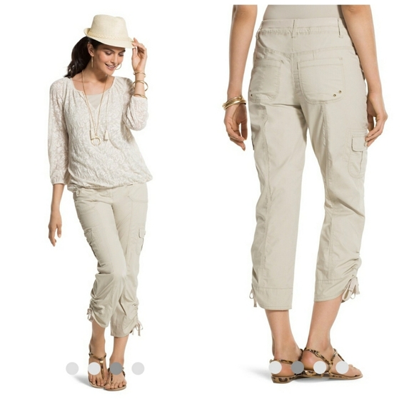 Chico's Amelia Crop Cargo Pant Putty Size XS NWT! CROP CARGO PANTS 29" Waist - Picture 1 of 15